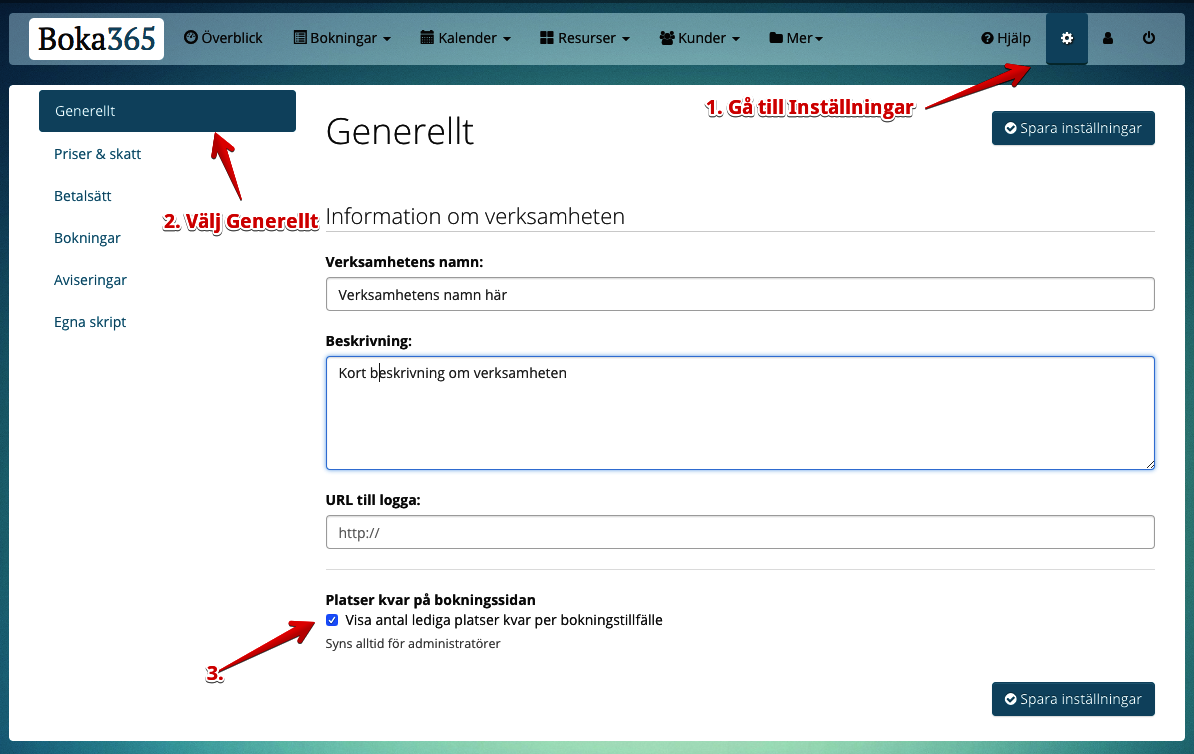 Visa/dölj lediga platser kvar